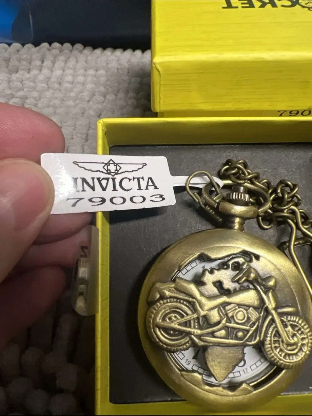 Invicta Motorcycle Pocket Watch 47mm, Bronze #79003 Motorcycle
